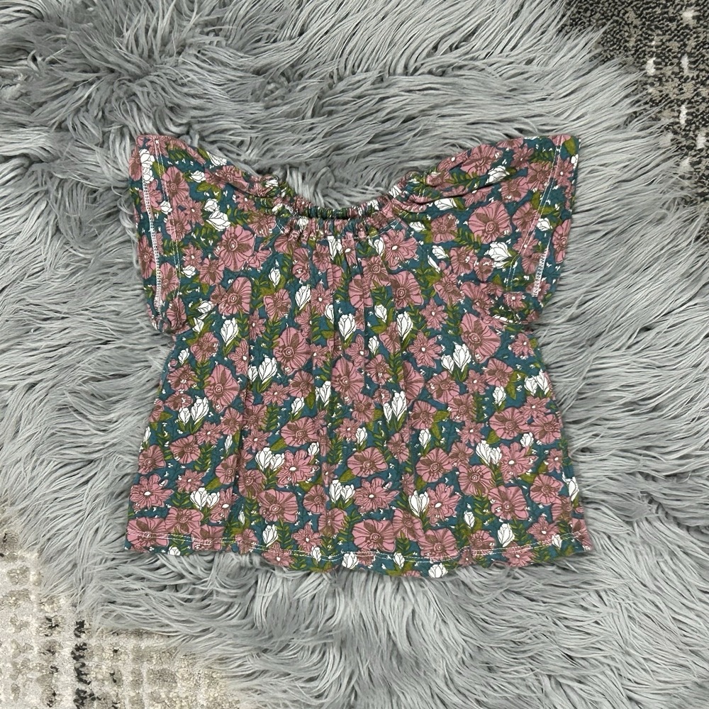 Milkbarn Pink/Teal Floral Long Short Sleeve Tunic Bamboo Knit Top 3-6 Month
